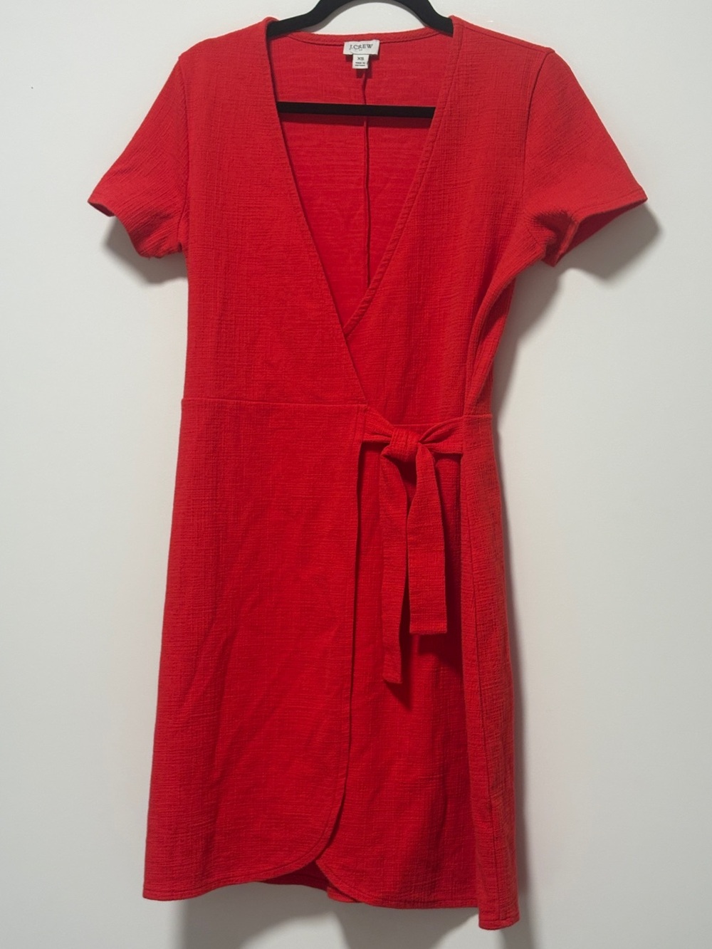 J. Crew Red Faux Wrap Mini Dress, Size XS